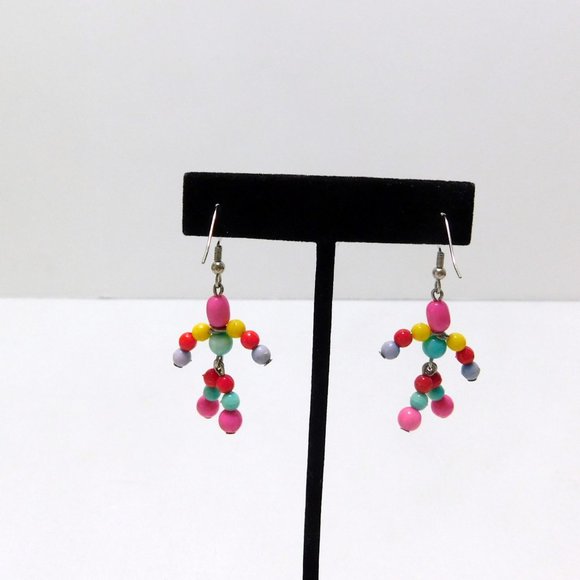 Anthropomorphic Beaded Figure Dangle Earrings - Picture 4 of 6